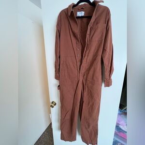 Caramel Brown Button-Up Jumpsuit